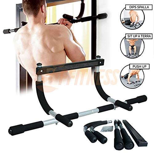 Fitness Ffitness Door Gym Steel, Unisex Adulto, Negro-Silver, Talla única