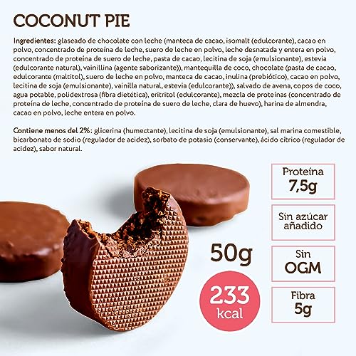 FitnesSHOCK Caja mixta Brownie de chocolate Galleta proteica Postre Mix Box sin azúcares añadidos, con un 15% de proteínas, bajas calorías, fibra saciante, textura suave, 10x50g - Chocolate y Coco