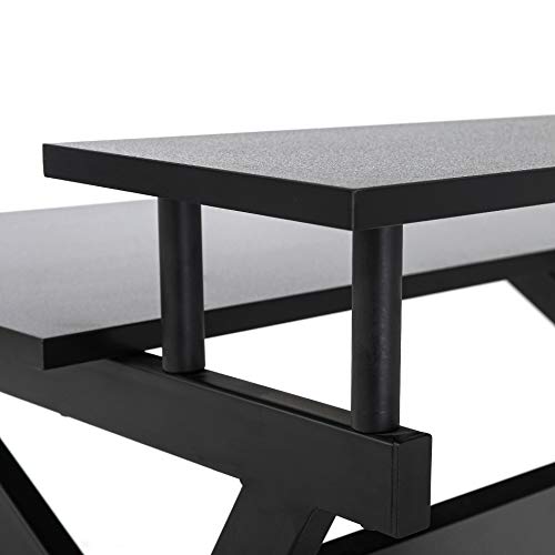 FITUEYES Mesa de Ordenador Madera Negro Z-Shaped 3 Plataformas Escritorio Estudio 70x60x84cm CD307001WB