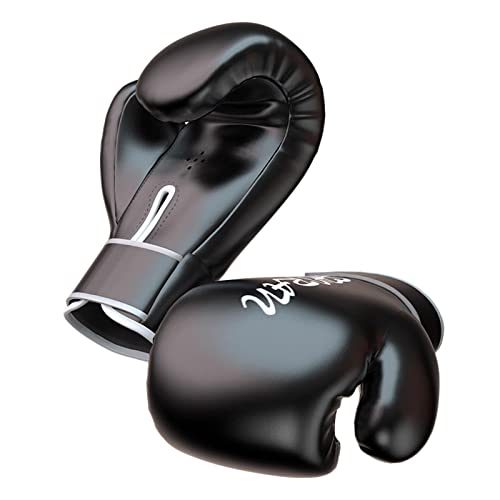 FITYLE Guantes de Boxeo de Grado Profesional para Hombres y Mujeres, Guantes de Entrenamiento de Lucha de Kickboxing, Guantes de Boxeo de Estilo Muay Thai, 8oz_Black