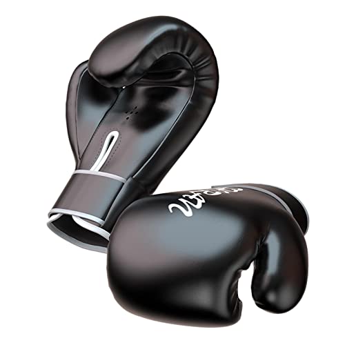 FITYLE Guantes de Boxeo de Grado Profesional para Hombres y Mujeres, Guantes de Entrenamiento de Lucha de Kickboxing, Guantes de Boxeo de Estilo Muay Thai, 8oz_Black