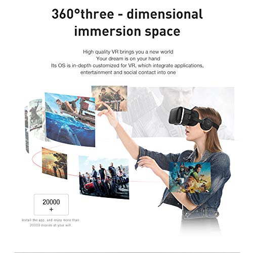 FIYAPOO 3D VR Gafas de Realidad Virtual, Visión Panorámico 360 Grado Película 3D Juego Immersivo para Móviles 4.7-6.6 Pulgada (con Auriculares)