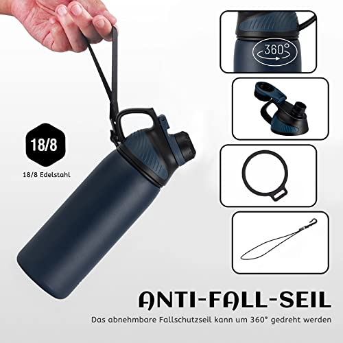 Fjbottle Botella Agua Acero Inoxidable con Tapa Magnética 1L, 800ml, 600ml, 400ml sin BPA Botella Termica para Niños, Deportiva Termo