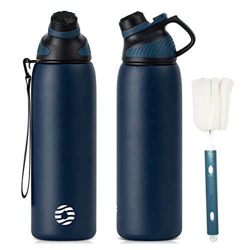 Fjbottle Botella Agua Acero Inoxidable con Tapa Magnética 1L, 800ml, 600ml, 400ml sin BPA Botella Termica para Niños, Deportiva Termo