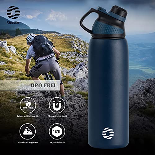 Fjbottle Botella Agua Acero Inoxidable con Tapa Magnética 1L, 800ml, 600ml, 400ml sin BPA Botella Termica para Niños, Deportiva Termo