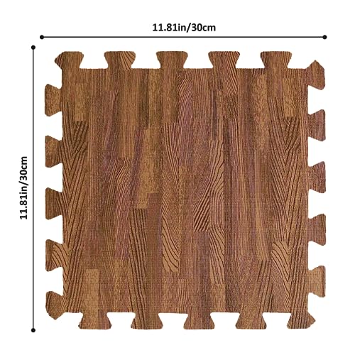 FJROnline Alfombra de suelo de grano de madera, 10 azulejos entrelazados de espuma para gimnasio y decoración del hogar, 30 cm x 30 cm