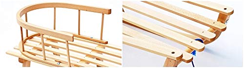 FKL DESIGN Home Deco Trineo de madera para niños, trineo de madera, trineo con respaldo y empujador, saco de dormir, respaldo, acolchado térmico, saco de invierno