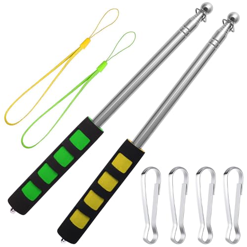 FL HUA 2 Mástiles Telescópicos para Bandera de Acero Inoxidable, 1,6 m, Asta de Bandera Portátil Extensible para Festivales, Palo Extensible para Profesores, Guías de Viaje