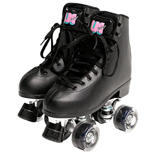 Flamingueo Patines 4 Ruedas - Patines 4 Ruedas Mujer, Patines 4 Ruedas Niña, Roller Skates, Patines Adulto, Patines Mujer, Patines Ruedas Uretano 58mm x 32 mm, Tallas 35-41 EU (Talla 38 EU, Negro)