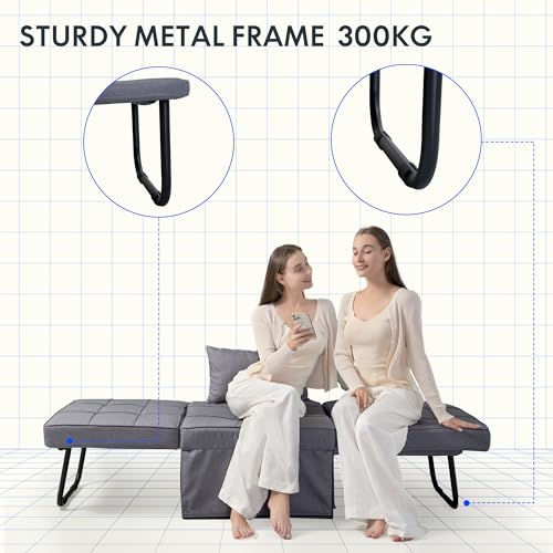 FLEXISPOT Sillón para Dormir Plegable con función de Cama, Sillón con función para Dormir, Sillón Cama Convertible, Sillón para Dormir Extensible, Capacidad de Carga hasta 300 kg, Gris