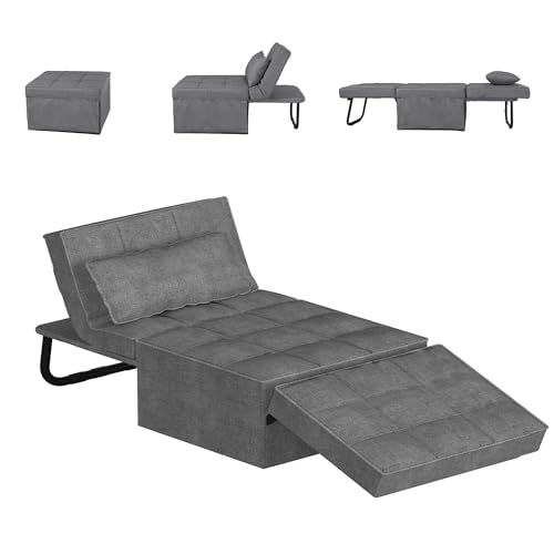 FLEXISPOT Sillón para Dormir Plegable con función de Cama, Sillón con función para Dormir, Sillón Cama Convertible, Sillón para Dormir Extensible, Capacidad de Carga hasta 300 kg, Gris