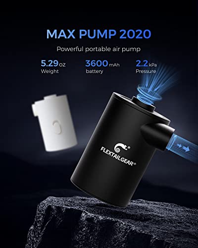 FLEXTAILGEAR MAX Pump 2020 Bomba de Aire portátil con batería de 3600 Ma Bomba de Aire Recargable USD inflado desinflado rápidos Utilizado para colchón de Aire Juguetes de Piscina