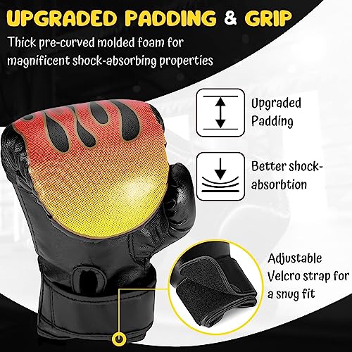 Flexzion Guantes de Boxeo para niño de 3 a 8 años, Guantes de Entrenamiento 4 onzas con Soporte Envolvente para UFC, Sparring, Kickboxing, Equipo de Ejercicio para niños, Negro con Llamas