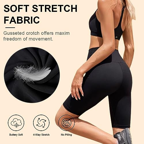 flintronic 1pcs Mallas Cortos Mujer Fitness Cintura Alta, Leggins Yoga Correr Deporte, Leggings de Gimnasio, Mujer Pantalones Capri Leggings, 3/4 Pantalones Deportivos Capri Mujer, Negro