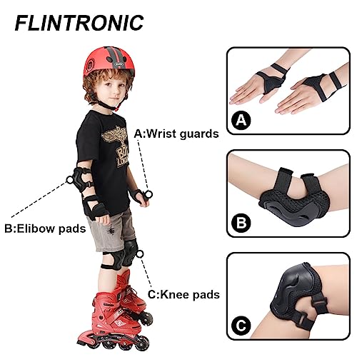 Flintronic 6PCS Equipo de Protección Infantil, Set Rodilleras Coderas y Muñequeras Set, Conjuntos de Patinajes Niños Protecciones, para Patinaje Ciclismo Monopatín Bicicleta