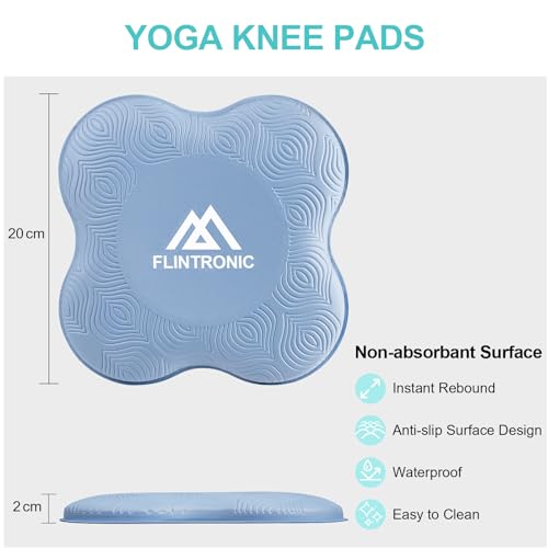 flintronic Almohadilla Rodillera Yoga, 2PCS Esterilla Yoga Antideslizante, TPE Colchonetas Yoga Antideslizantes para pilates, para ProteccióN de Rodillas, Codos y Tobillos - Azul