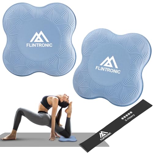 flintronic Almohadilla Rodillera Yoga, 2PCS Esterilla Yoga Antideslizante, TPE Colchonetas Yoga Antideslizantes para pilates, para ProteccióN de Rodillas, Codos y Tobillos - Azul