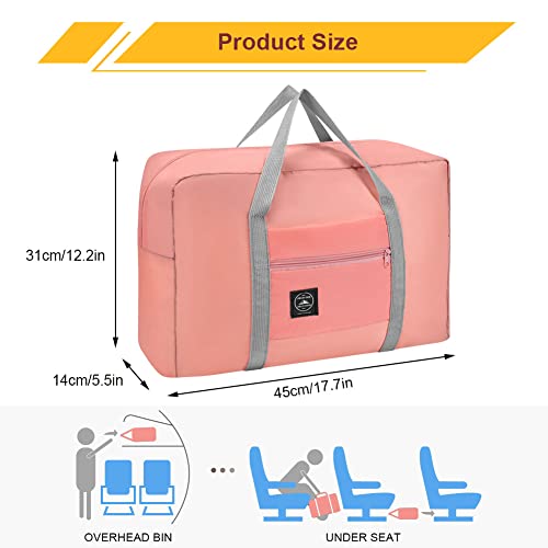 Flintronic Bolsa de Viaje Plegable de Gran Capacidad, Bolsa de Gimnasio Plegable, Bolsa de Lona Impermeable Ligera de Tela Oxford para Deportes y Viajes/Rosa