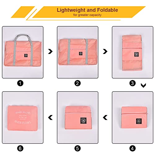 Flintronic Bolsa de Viaje Plegable de Gran Capacidad, Bolsa de Gimnasio Plegable, Bolsa de Lona Impermeable Ligera de Tela Oxford para Deportes y Viajes/Rosa