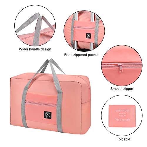 Flintronic Bolsa de Viaje Plegable de Gran Capacidad, Bolsa de Gimnasio Plegable, Bolsa de Lona Impermeable Ligera de Tela Oxford para Deportes y Viajes/Rosa