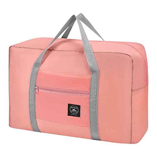 Flintronic Bolsa de Viaje Plegable de Gran Capacidad, Bolsa de Gimnasio Plegable, Bolsa de Lona Impermeable Ligera de Tela Oxford para Deportes y Viajes/Rosa