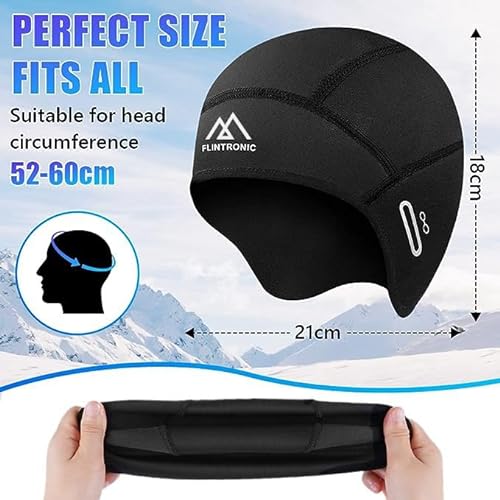 flintronic Gorro para Casco de Bicicleta, Gorro de Bicicleta Invierno a Prueba de Viento, Gorro Térmico de Forro Cálido para Casco, Gorro Ciclismo Bajo Casco Térmico Hombre Mujer de Escalada Esquí