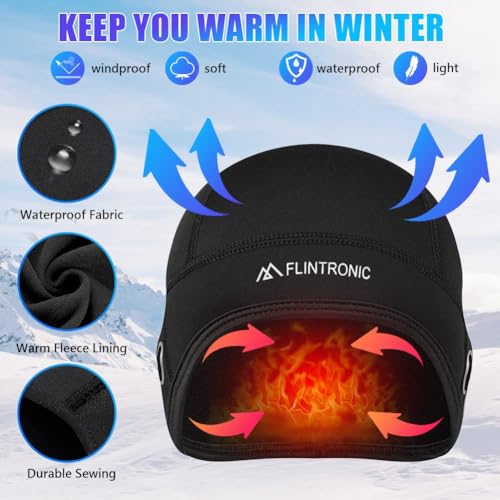 flintronic Gorro para Casco de Bicicleta, Gorro de Bicicleta Invierno a Prueba de Viento, Gorro Térmico de Forro Cálido para Casco, Gorro Ciclismo Bajo Casco Térmico Hombre Mujer de Escalada Esquí