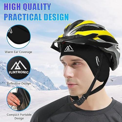 flintronic Gorro para Casco de Bicicleta, Gorro de Bicicleta Invierno a Prueba de Viento, Gorro Térmico de Forro Cálido para Casco, Gorro Ciclismo Bajo Casco Térmico Hombre Mujer de Escalada Esquí