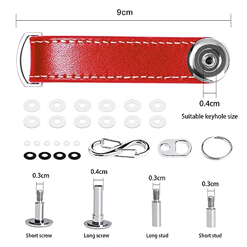 flintronic Organizador de llaves | Llavero de Cuero Genuino | Titular de la llave de Bolsillo Inteligente Con un Elegante Estuche Para Regalo (Sostiene Entre 7 y 9 Teclas Múltiples) - Rojo