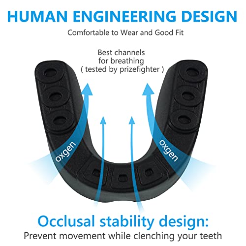 Flintronic Protector Bucal Deportivo Adultos, Protector Bucal Deportivo para Respiración Ideal, para Artes Marciales, MMA, Boxeo, Kickboxing, Hockey, Fútbol / -Blanco+Negro/Negro+Blanco