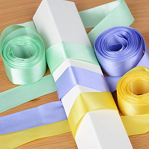 FLOFIA 50 Yardas 25mm Cinta de Tela Seda Raso Colores para Manualidades Decoración Costura Embalaje Regalo Cajas Flores Navidad Boda Fiesta, 10 Rollos * 5m