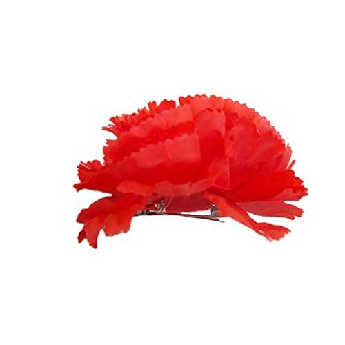 Flor Flamenca, Clavel Para el Pelo, Accesorios para Niña y Mujer, para Feria de Abril, Sevillana Chulapa y Baile (PACK 6, ROJO BLANCO PINZA)