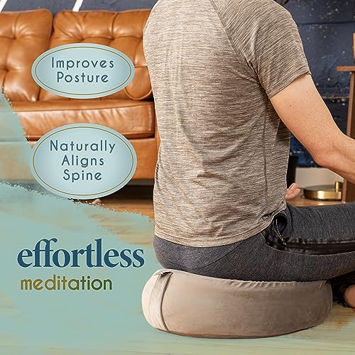 Florensi Cojín de Meditación - Cómodo Cojín de Piso - Almohadón de Meditación Tradicional Tibetano con Hermosa Funda de Terciopelo - Amplio Asiento de Cojín de Piso para Adultos