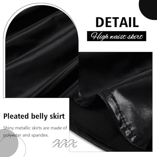 Flovel Falda Plisada Brillante para Mujeres Falda Metálica Líquida Mini Falda Skater Falda Elástica para Fiestas Rave Disfraz de Baile para Mujeres y Niñas(Negro)