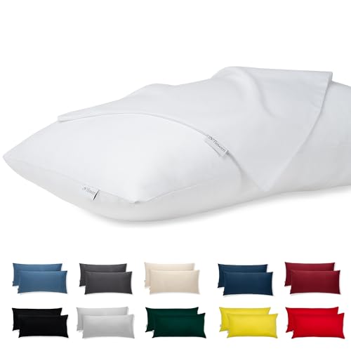 Flowen Fundas Almohada 50x75 100% Algodón Juego de 2 Fundas Cojin para Cama con Cremallera Invisible Tejido Suave y Lavable Antiácaros Transpirable Hipoalergénico Decorativas para Sofà y Silla