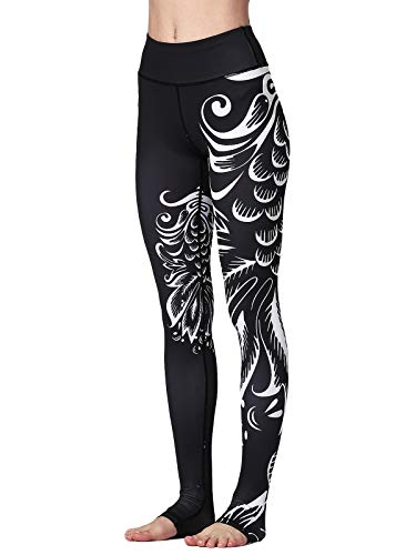 FLYILY Pantalón Deportivo de Mujer,Yoga de Cintura Alta,elásticos y Transpirables para Mujer,Impresión de Fitness Gym Yoga Pantalon(Blacktail,S)