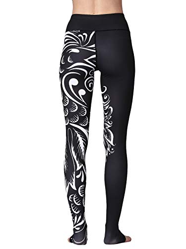 FLYILY Pantalón Deportivo de Mujer,Yoga de Cintura Alta,elásticos y Transpirables para Mujer,Impresión de Fitness Gym Yoga Pantalon(Blacktail,S)