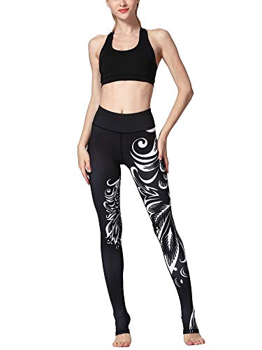 FLYILY Pantalón Deportivo de Mujer,Yoga de Cintura Alta,elásticos y Transpirables para Mujer,Impresión de Fitness Gym Yoga Pantalon(Blacktail,S)