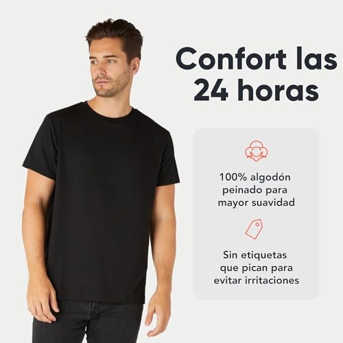 FM London Camiseta (paquete de 3/5) T-Shirt para Hombre, Negro (Pack de 5), M