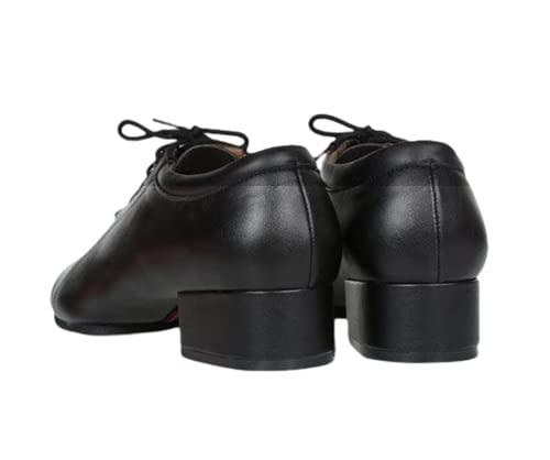 FM2018XSL Zapatos de Baile de Salón para Hombre de Cuero con Punta Redonda de 4,5cm de Tacón de Encaje para Salsa Latina (Tacón 4,5 cm,Talla 42)