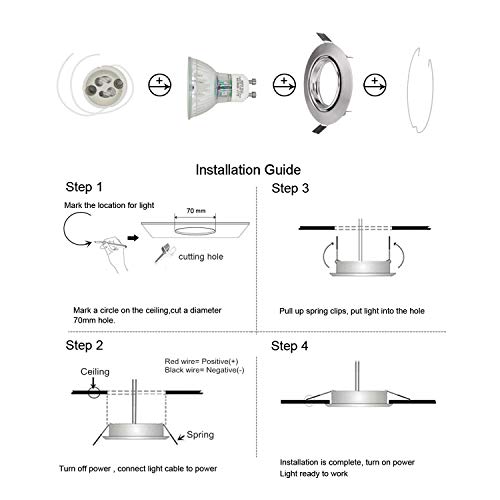 Foco Empotrable | Led Gu10 Luz de Techo 5W equivalente a incandescente 60W | Blanco Natural 4500K 600Lm | Ojos de Buey Marco Redondo AC220V-240V | bombilla LED para salón o dormitorio etc 6 piezas