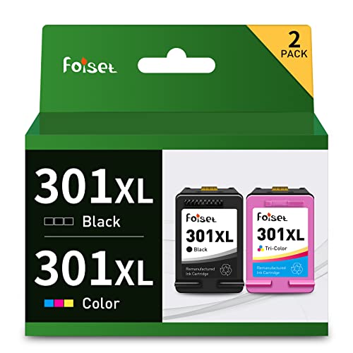 Foiset Remanufacturado Cartucho de Tinta 301XL Reemplazo para HP 301XL 301 XL Compatible con HP Deskjet 1510 2540 3050 3050A Officejet 2620 4630 Envy 4500 4502 5530 Impresora (1 Negro, 1 Tri-Color