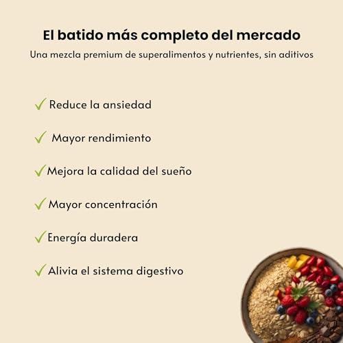 FONAN Batidos Sustitutivos de Comida y Desayuno Sanos para una Dieta Completa 1,2KG - Batidos Saciantes con Vitaminas, Minerales, Hidratos de Carbono, Proteina en Polvo, Espirulina y Baobab MATCHA