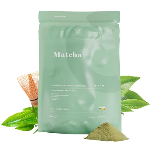 FONAN Batidos Sustitutivos de Comida y Desayuno Sanos para una Dieta Completa 1,2KG - Batidos Saciantes con Vitaminas, Minerales, Hidratos de Carbono, Proteina en Polvo, Espirulina y Baobab MATCHA