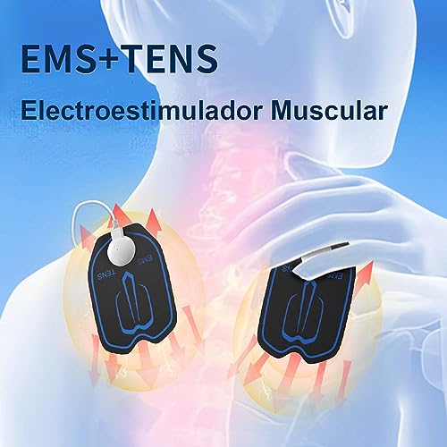 FONCBIEN Electroestimulador Muscular, TENS EMS Corrientes Rehabilitacion Fisioterapia 2 Canales 6 Modos Electro Estimulador Muscular ara Aliviar el Dolor Cervical/Piernas/Abdominal/Espalda/Cuello