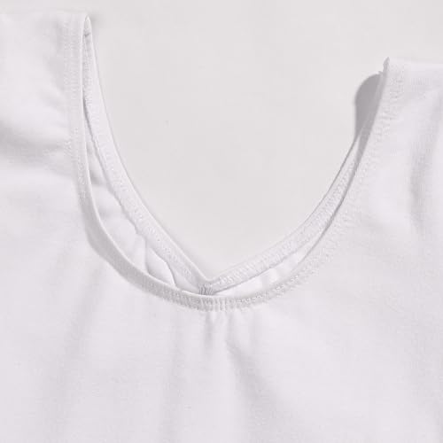 FONLAM Maillot de Ballet Danza para Niña Traje Leotardo Baile Maillot Clásico Gimnasia Manga Larga Actuación Fiesta Niña Invierno Otoño (7-8 Años, Blanco)