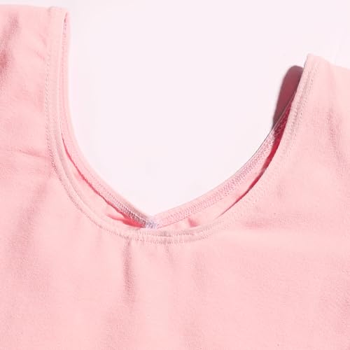 FONLAM Maillot de Ballet Danza para Niña Traje Leotardo Baile Maillot Clásico Gimnasia Manga Larga Actuación Fiesta Niña Invierno Otoño (7-8 Años, Rosa)