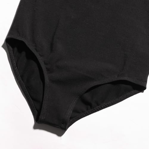 FONLAM Maillot de Ballet para Niña Leotardo Baile Danza Maillot de Gimnasia Clásico Tirantes Cruzados Actuación Fiesta Niña (7-8 Años, Negro)