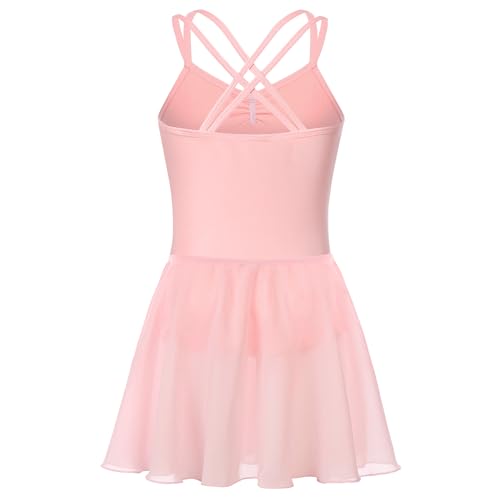 FONLAM Vestido Maillot de Ballet para Niña Conjunto de Dos Piezas Leotardo + Falda Danza Baile Maillot Gimnasia Niña Infantil (Rosa, 11-12 años)