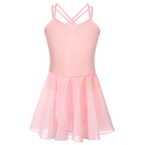 FONLAM Vestido Maillot de Ballet para Niña Conjunto de Dos Piezas Leotardo + Falda Danza Baile Maillot Gimnasia Niña Infantil (Rosa, 11-12 años)